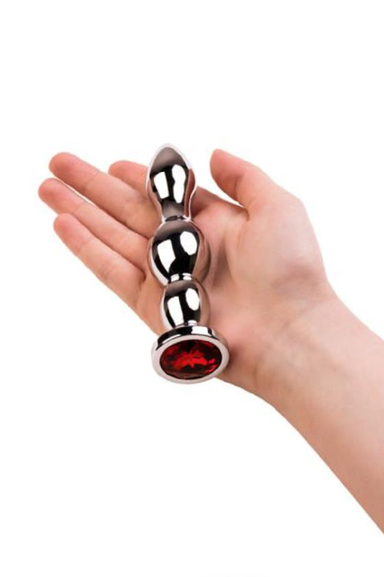 Toyfa Analplug aus Metall mit rotem Stein